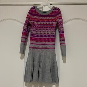 Gap 5 sweater dress raspberry with solid grey flare skirt euc worn once